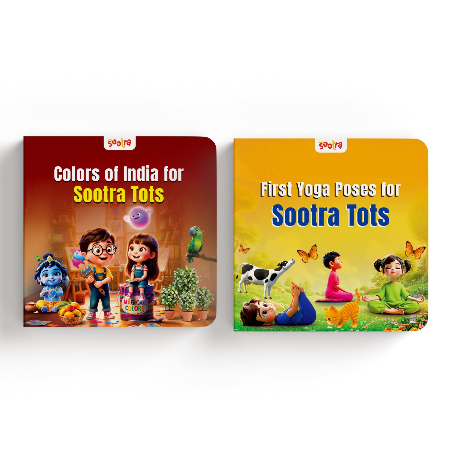 Sootra Mindful Beginnings Set: Colors of India & First Yoga Poses | Set of 2 Illustrated Board Books for Kids | Movement, Mindfulness & Indian Culture for Babies, Toddlers & Preschoolers | Ages 0–5 Years
