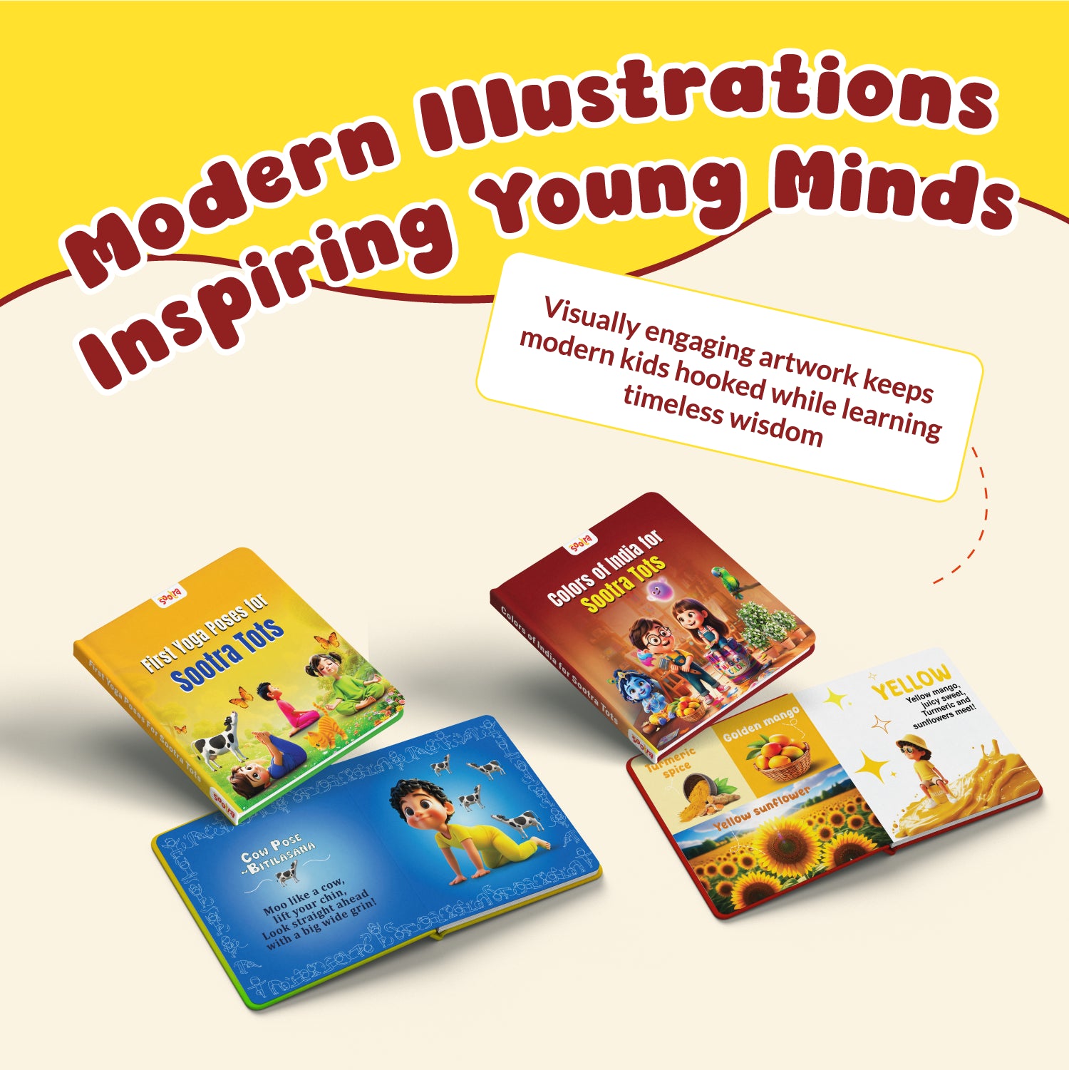 Sootra Mindful Beginnings Set: Colors of India & First Yoga Poses | Set of 2 Illustrated Board Books for Kids | Movement, Mindfulness & Indian Culture for Babies, Toddlers & Preschoolers | Ages 0–5 Years