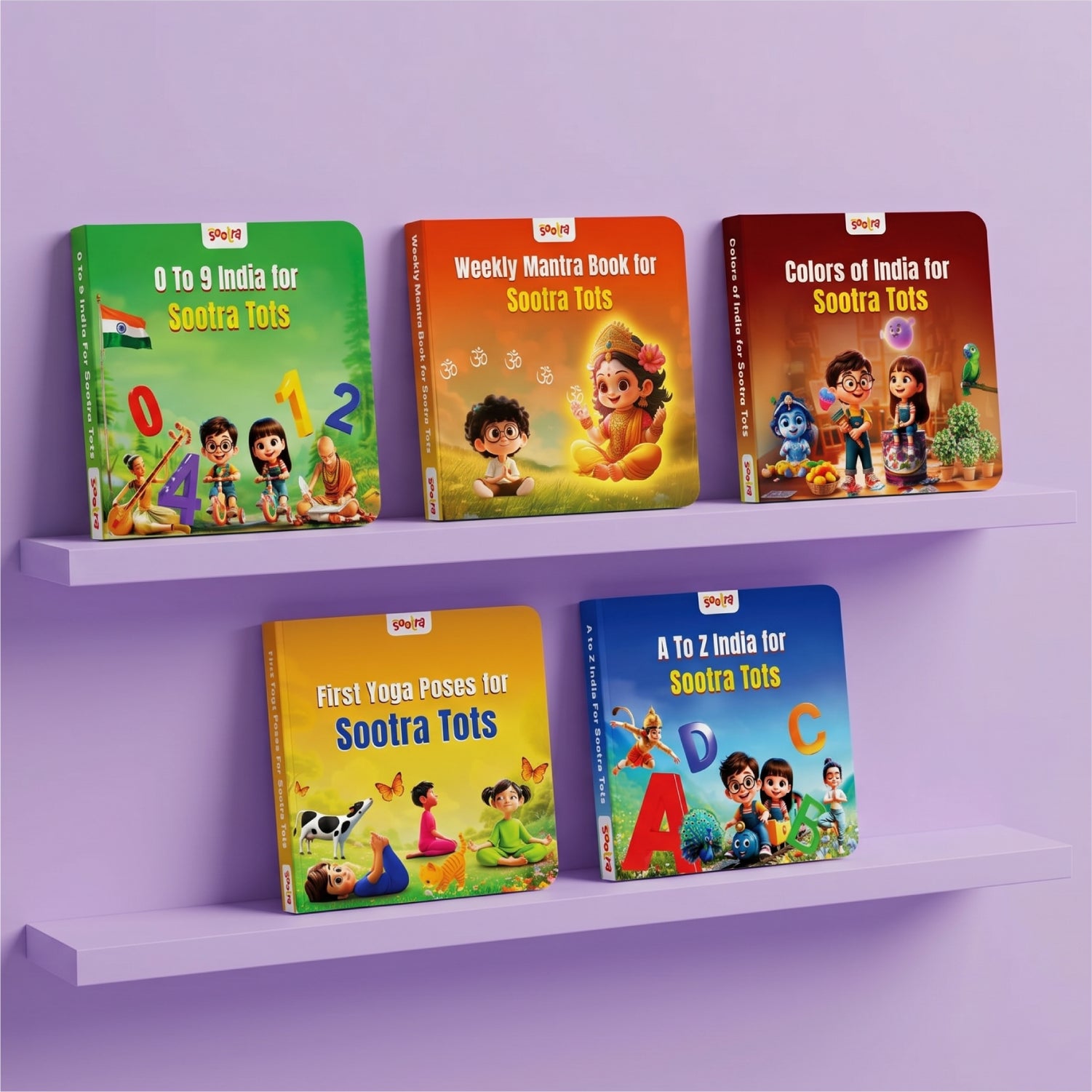 Sootra Ultimate Heritage Collection: Colors, Yoga, ABCs , 123s and Mantras | Pack of 5 Board Books for Kids |