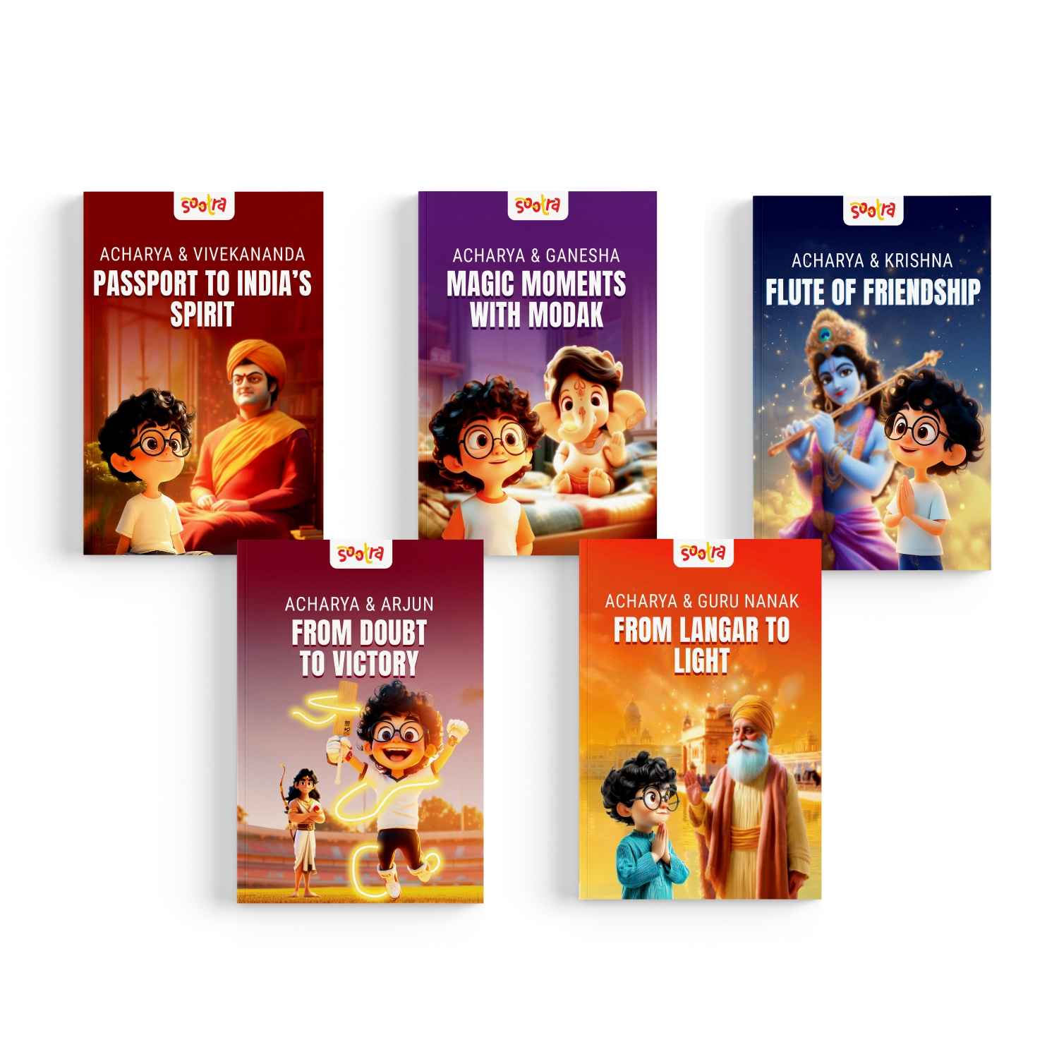 Acharya Series – Pack of 5 Story Books | Krishna, Arjun, Guru Nanak, Swami Vivekananda & Ganesha