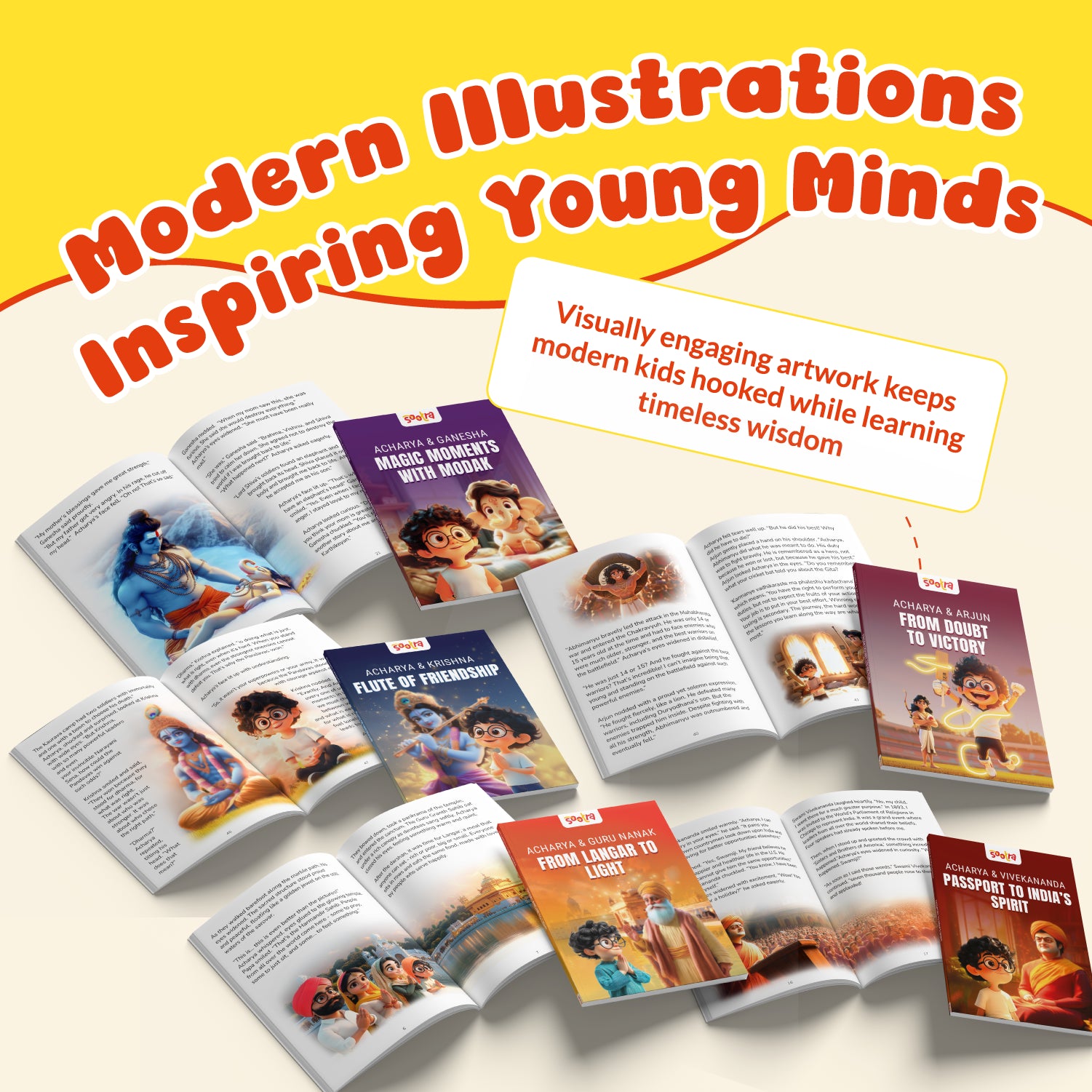 Acharya Series – Pack of 5 | Krishna, Arjun, Guru Nanak, Swami Vivekananda & Ganesha