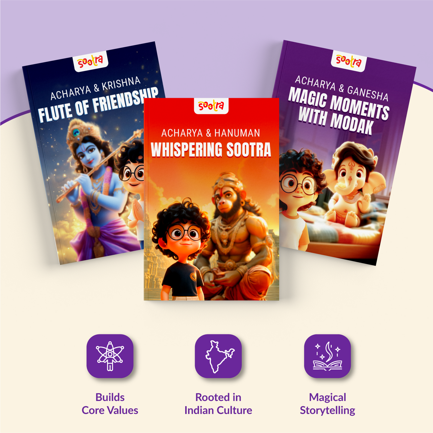 Acharya with Hanuman, Krishna & Ganesha