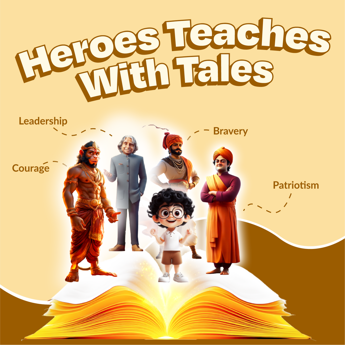 Acharya with Hanuman, Shivaji, Vivekanand & Kalam