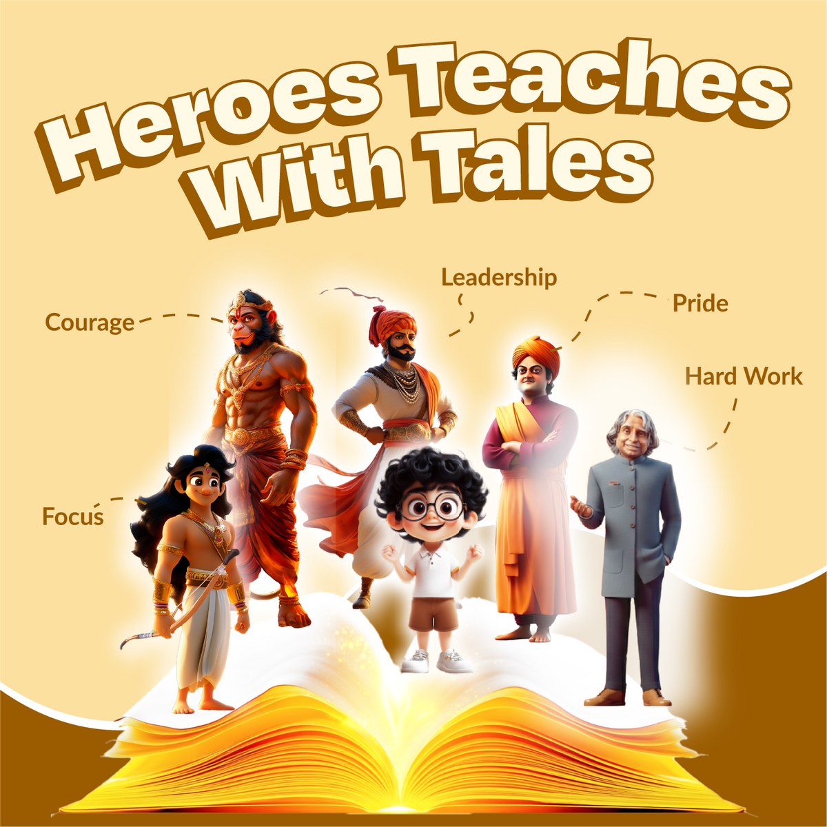 Acharya With Shivaji, Hanuman, Vivekanand, Kalam & Arjun