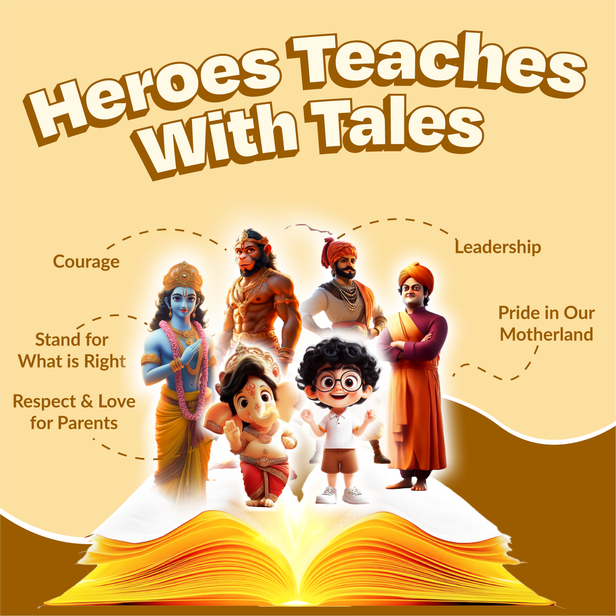 Acharya With Hanuman, Krishna , Shivaji, Vivekanand & Ganesha