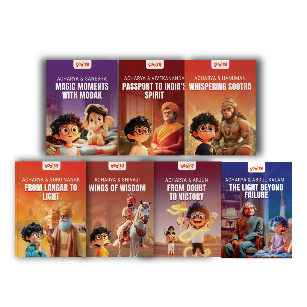 Acharya Series – Pack of 7 Story Books | , Hanuman, Shivaji,Abdul Kalam, Arjun, Guru Nanak, Swami Vivekananda & Ganesha