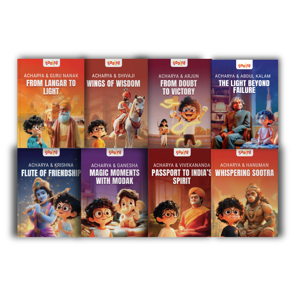 Acharya Series – Pack of 8 Story Books | , Hanuman, Abdul kalam, Shivaji,Krishna, Arjun, Guru Nanak, Swami Vivekananda & Ganesha