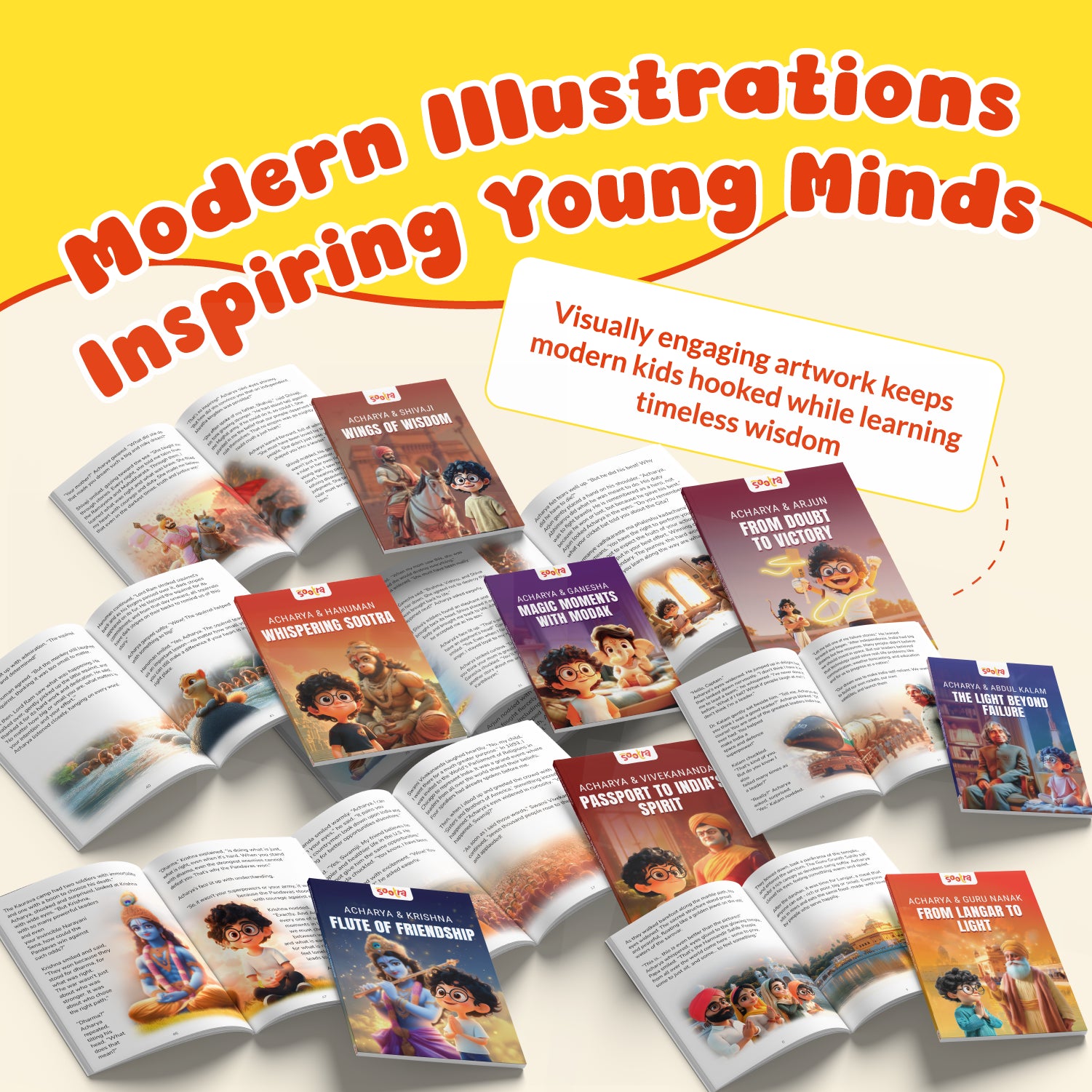 Acharya Series – Pack of 8 Story Books | , Hanuman, Abdul kalam, Shivaji,Krishna, Arjun, Guru Nanak, Swami Vivekananda & Ganesha