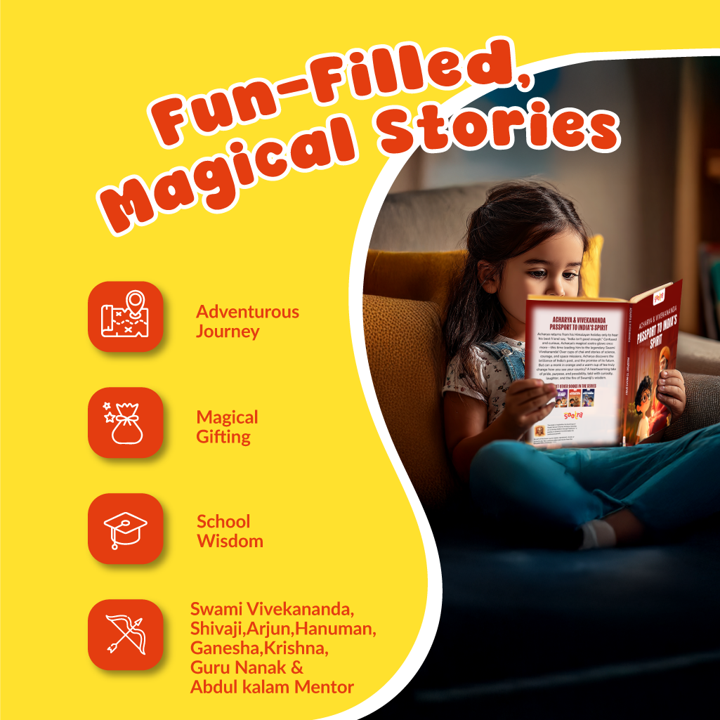 Acharya Series – Pack of 8 Story Books | , Hanuman, Abdul kalam, Shivaji,Krishna, Arjun, Guru Nanak, Swami Vivekananda & Ganesha