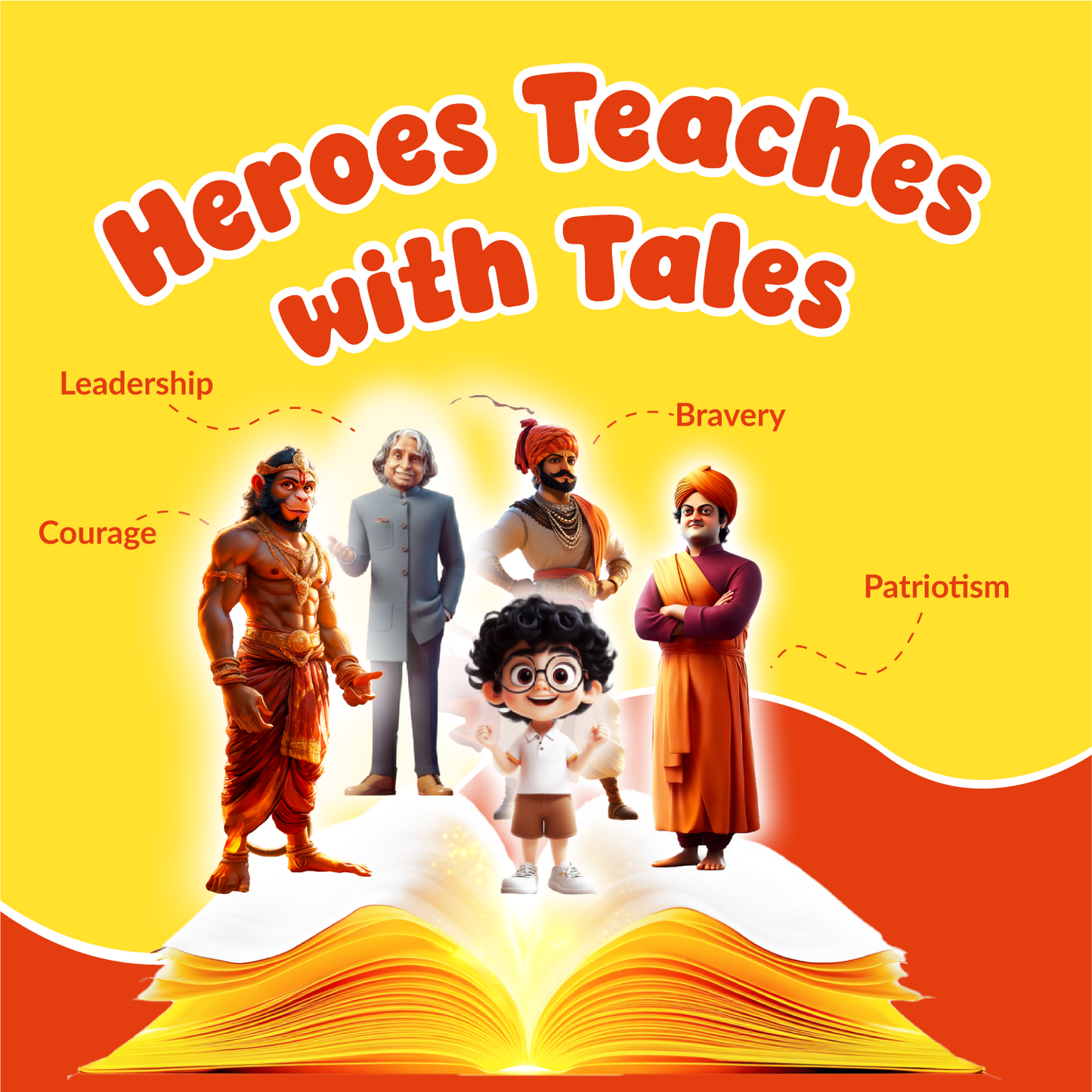 Acharya with Hanuman, Shivaji, Vivekanand & Kalam