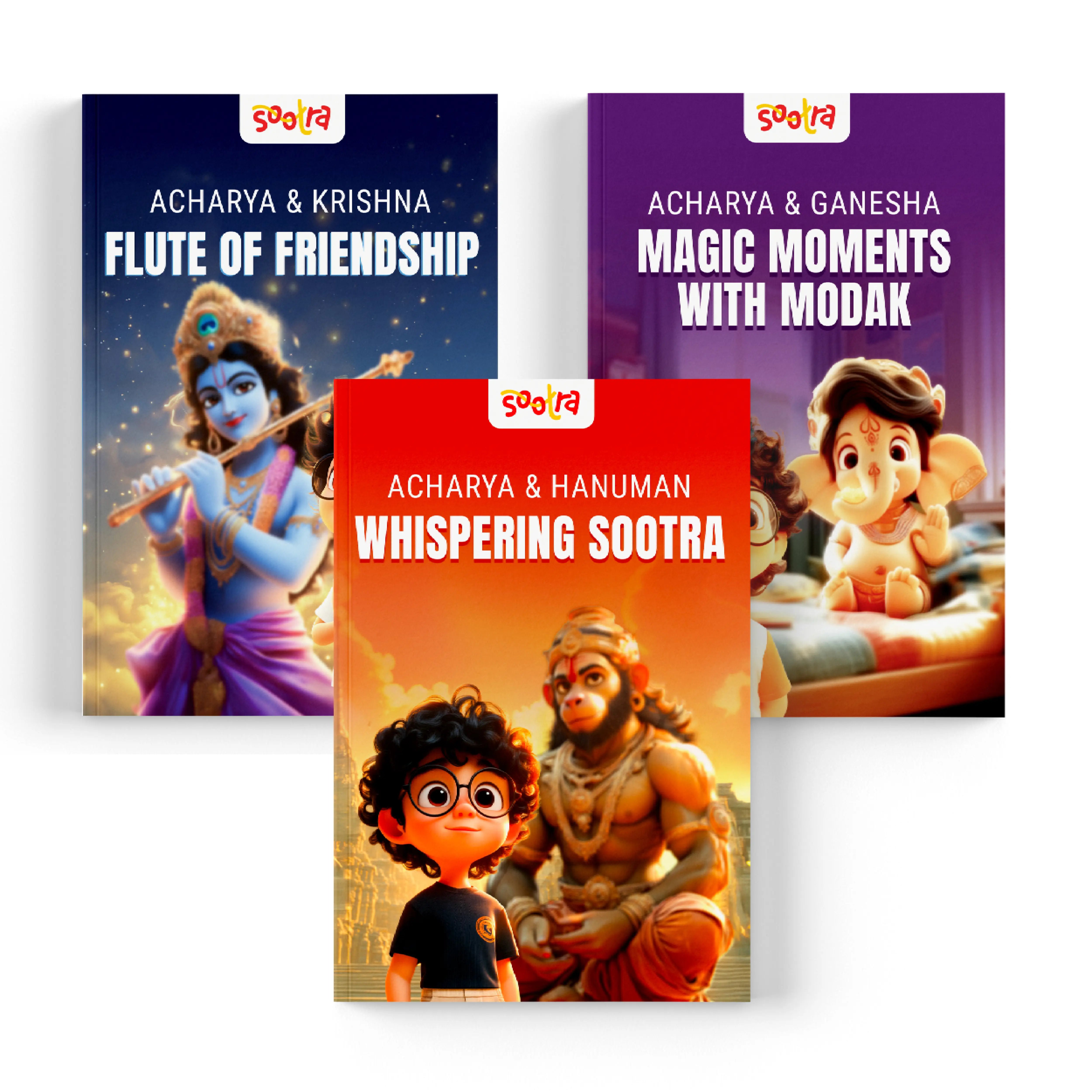 Acharya Hanuman, Krishna & Ganesha Combo (3 Books Set)
