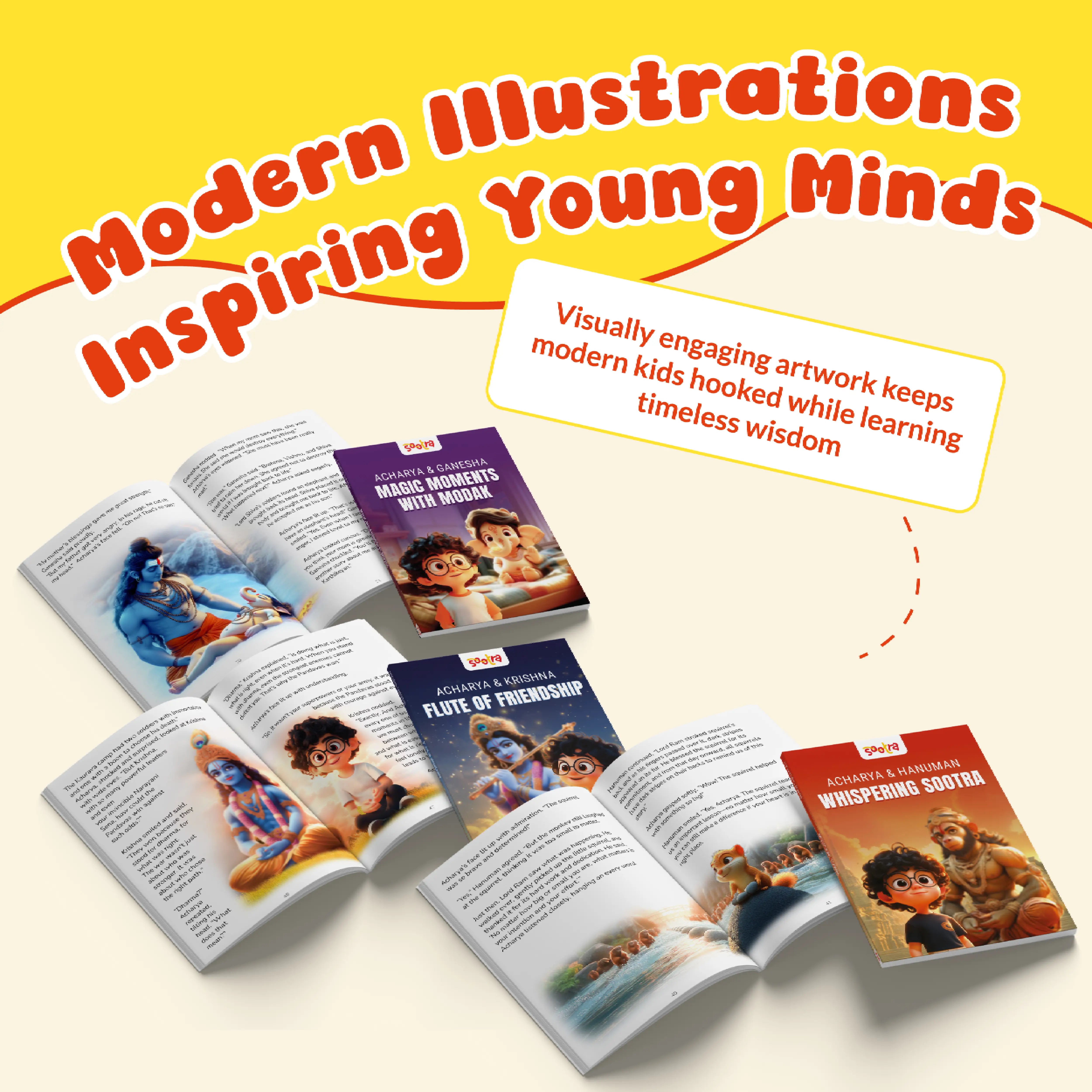 Acharya Hanuman, Krishna & Ganesha Combo (3 Books Set)