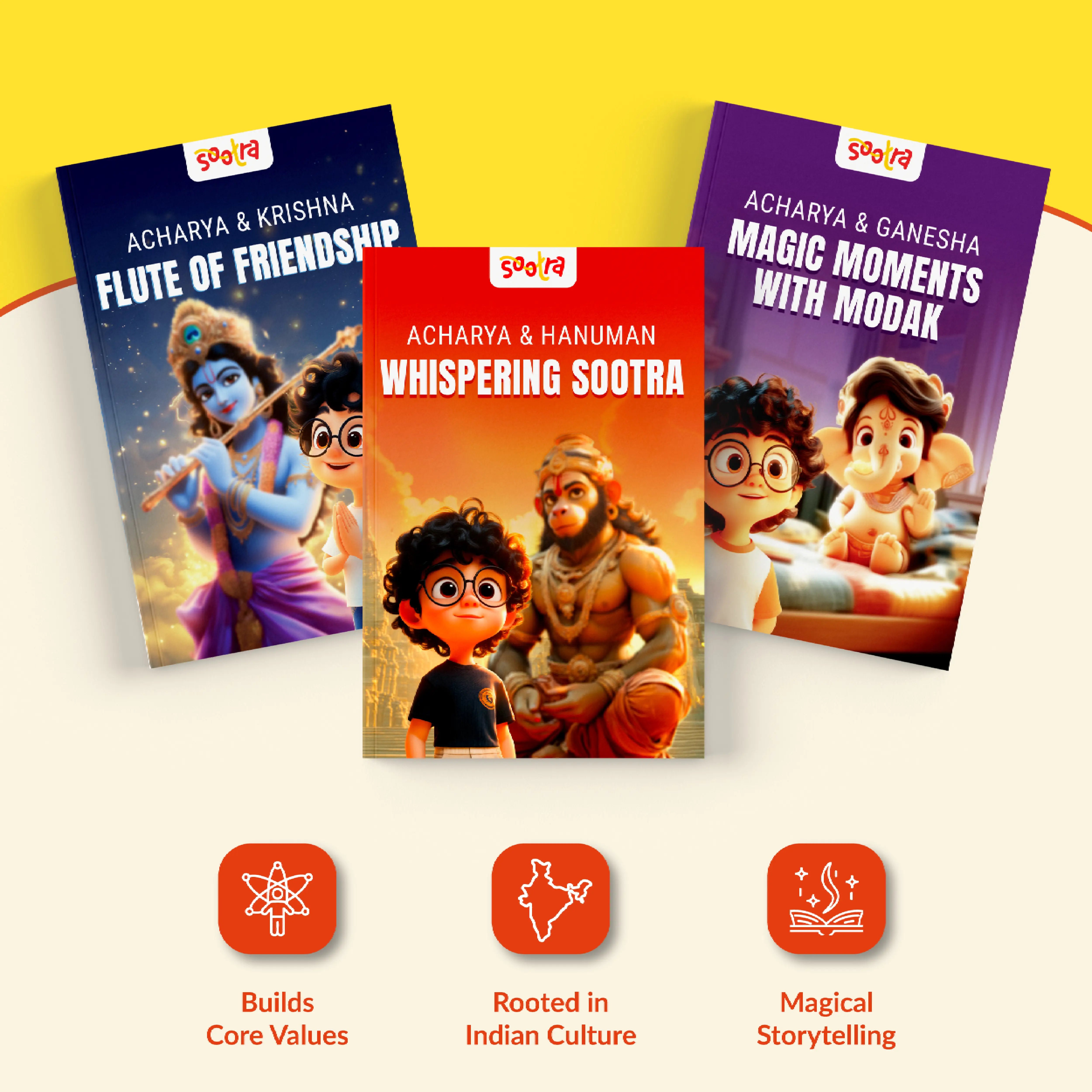 Acharya Hanuman, Krishna & Ganesha Combo (3 Books Set)